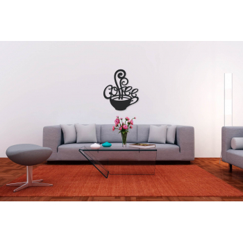 Czarna loftowa dekoracja coffee na tle ściany pokoju